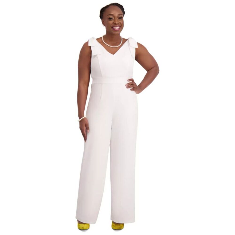 Kasper Elegant White Sleeveless Jumpsuit - Picture 3 of 8